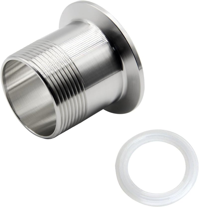 Fitvell Stainless Steel Sanitary Pipe Fitting 1.5" NPT Male Thread to 2" Tri Clamp 64mm Ferrule OD Sanitary Home Brew Adapter Connector - Image 1